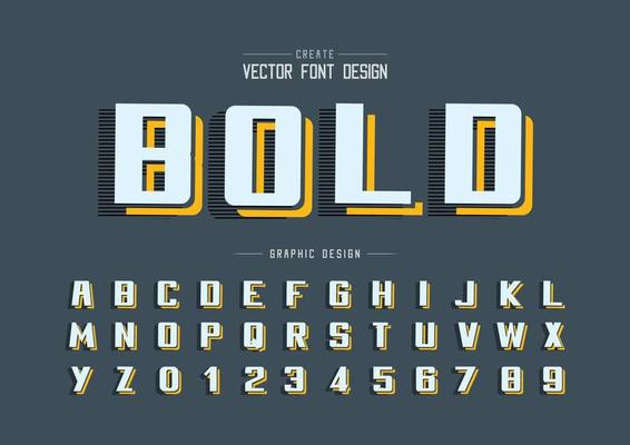 Bold Font and alphabet vector, Line Writing typeface and number design, Graphic text on background