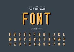 Font and alphabet vector with shadow, Letter style typeface and number design