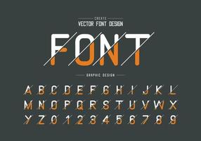 Sliced font and alphabet vector, Typeface letter and number design, Graphic text on background vector