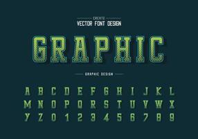 Halftone hexagon font and alphabet vector, Digital typeface and number design, Graphic text on background vector