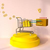 3d rendering for online shopping. Display or showcase for fast delivery by stage or show case your items photo