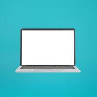 Empty laptop front view. Realistic style. illustration isolated on blue background. photo