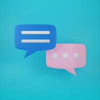 Blue and  pink chatting box, speak bubble text,  message box, text box. Cartoon illustration design. Communication concept. photo