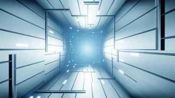 Abstract background 3D rendering. Sci Fi neon glowing lamps in a bright corridor. Empty background in the center. photo
