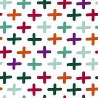 Hand drawn abstract cross seamless pattern. Plus sign endless wallpaper. Doodle style. vector