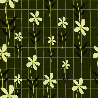 Doodle ditsy flowers seamless pattern. Cute chamomile print. Floral ornament. Pretty botanical backdrop