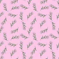 Cute flower seamless pattern in stylized folk style. Hand drawn elegant botanical background. vector
