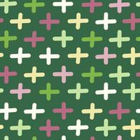 Hand drawn abstract cross seamless pattern. Plus sign endless wallpaper. Doodle style. vector