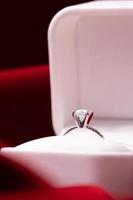 Diamond Wedding Ring Red Fabric photo
