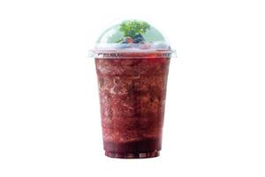 Blueberry smoothie yogurt in the cup on white background with clipping path, concept food, drink and health, copy space photo