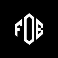 FOE letter logo design with polygon shape. FOE polygon and cube shape logo design. FOE hexagon vector logo template white and black colors. FOE monogram, business and real estate logo.