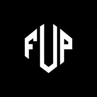 FUP letter logo design with polygon shape. FUP polygon and cube shape logo design. FUP hexagon vector logo template white and black colors. FUP monogram, business and real estate logo.