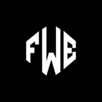FWE letter logo design with polygon shape. FWE polygon and cube shape logo design. FWE hexagon vector logo template white and black colors. FWE monogram, business and real estate logo.