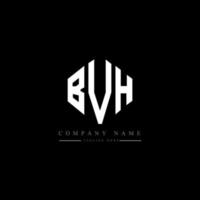 BVH letter logo design with polygon shape. BVH polygon and cube shape logo design. BVH hexagon vector logo template white and black colors. BVH monogram, business and real estate logo.