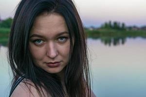 Close up portrait of a young Caucasian girl. photo