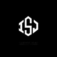 ISJ letter logo design with polygon shape. ISJ polygon and cube shape logo design. ISJ hexagon vector logo template white and black colors. ISJ monogram, business and real estate logo.