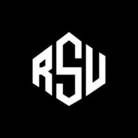 RSU letter logo design with polygon shape. RSU polygon and cube shape logo design. RSU hexagon vector logo template white and black colors. RSU monogram, business and real estate logo.