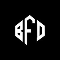 BFD letter logo design with polygon shape. BFD polygon and cube shape logo design. BFD hexagon vector logo template white and black colors. BFD monogram, business and real estate logo.