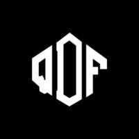 QDF letter logo design with polygon shape. QDF polygon and cube shape logo design. QDF hexagon vector logo template white and black colors. QDF monogram, business and real estate logo.