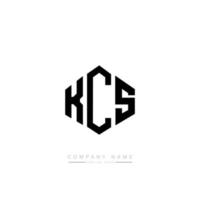 KCS letter logo design with polygon shape. KCS polygon and cube shape logo design. KCS hexagon vector logo template white and black colors. KCS monogram, business and real estate logo.