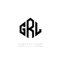 GRL letter logo design with polygon shape. GRL polygon and cube shape logo design. GRL hexagon vector logo template white and black colors. GRL monogram, business and real estate logo.