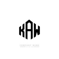 KAW letter logo design with polygon shape. KAW polygon and cube shape logo design. KAW hexagon vector logo template white and black colors. KAW monogram, business and real estate logo.