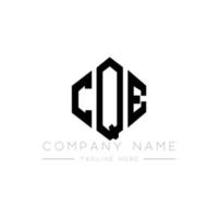 CQE letter logo design with polygon shape. CQE polygon and cube shape logo design. CQE hexagon vector logo template white and black colors. CQE monogram, business and real estate logo.