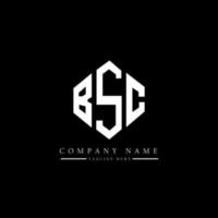 BSC letter logo design with polygon shape. BSC polygon and cube shape logo design. BSC hexagon vector logo template white and black colors. BSC monogram, business and real estate logo.