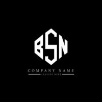 diseño de logotipo de letra bsn con forma de polígono. diseño de logotipo de forma de cubo y polígono bsn. bsn hexágono vector logo plantilla colores blanco y negro. monograma bsn, logotipo empresarial y inmobiliario.