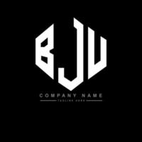 BJU letter logo design with polygon shape. BJU polygon and cube shape logo design. BJU hexagon vector logo template white and black colors. BJU monogram, business and real estate logo.