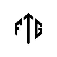 FTG letter logo design with polygon shape. FTG polygon and cube shape logo design. FTG hexagon vector logo template white and black colors. FTG monogram, business and real estate logo.