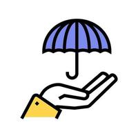 umbrella on hand rain protection color icon vector illustration