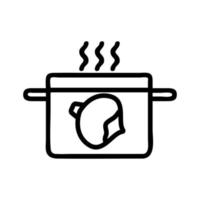 turnip boiling in pan icon vector outline illustration