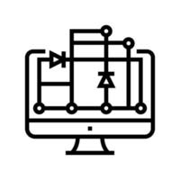 scheme on computer screen for semiconductor manufacturing line icon vector illustration