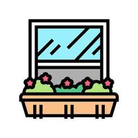 growing domestic plant on window sill pot color icon vector illustration