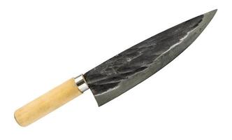 forged utility knife with wooden handle isolated