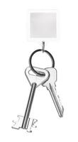 keys on key ring with blank keychain isolated photo