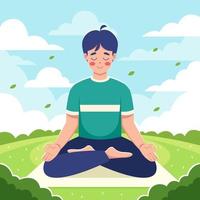 A Man Doing Yoga Meditation at Outdoor Area vector