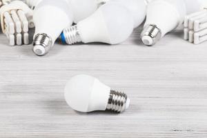 LED bulb light and several energy-saving lamps photo