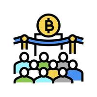 presentation bitcoin color icon vector illustration