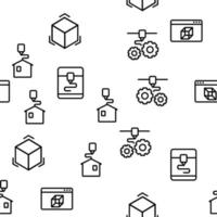 Patrón sin costura de vector de procesamiento de impresión 3d