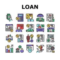 Loan Financial Credit Collection Icons Set Vector