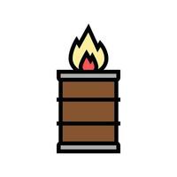 fuego ardiente en la ilustración de vector de icono de color de barril