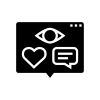 vision, likes and comments of video glyph icon vector illustration