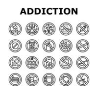Addiction Substance Dependence Icons Set Vector