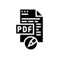 escribir y editar archivos pdf icono de glifo ilustración vectorial vector