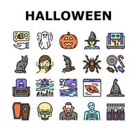 Halloween Autumn Season Holiday Icons Set Vector