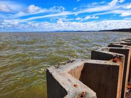 Nature landscape view of beautiful tropical beach and sea in sunny day. Beach sea space area photo