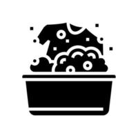 washing clothing in basin glyph icon vector illustration