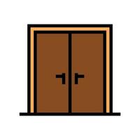ilustración de vector de icono de color de puerta de madera doble